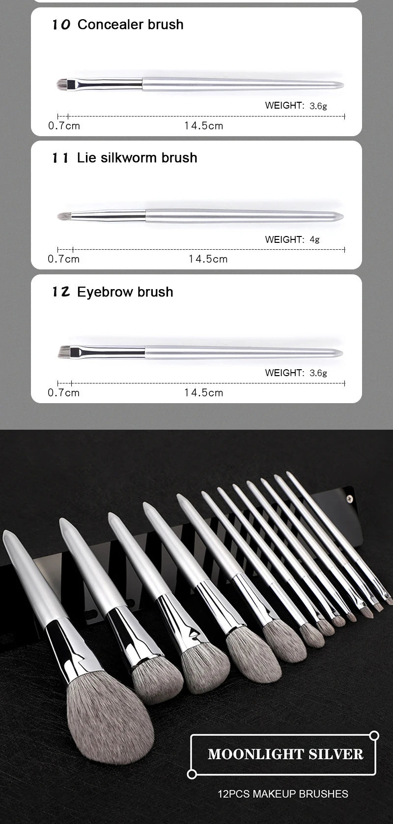 KLINA 12PCS Makeup Brushes Kit Professional Natural Goat Hair Foundation Powder Contour Eyeshadow Lip Make Up Tools For Women