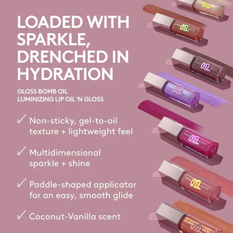 Fenty Beauty Gloss Bomb Lip Glaze Multi-color Moisten Shine Glitter Lip Plumper Makeup Beginner Liquid Lipstick Makeup Cosmetics