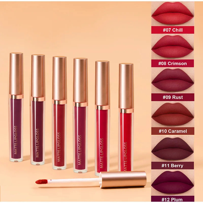 Matte Lip Gloss Two Sets Of 24-hour Waterproof Non Stick Cup Liquid Lipstick Long-lasting Beautiful Korean Cosmetics Set