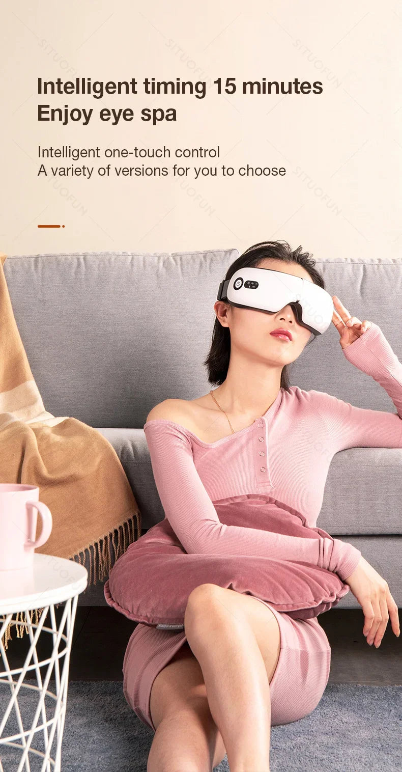 MUKASI Eye Massager with Vibration Bluetooth Music, Smart Massage Eye Mask for Eye Relax, Reduce Eye Strain, Improve Sleep