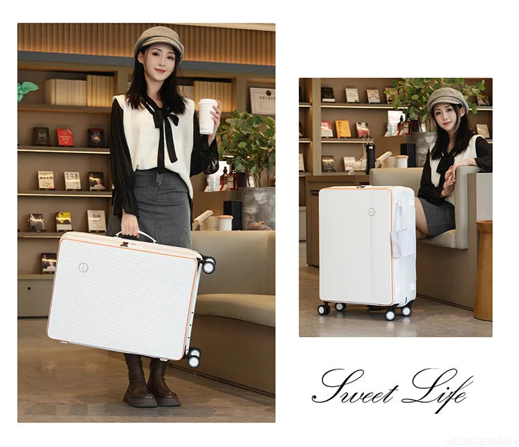 20/24 Inch Front Opening Travel Bags 1:9 Wide Pull Rod in The Deep Warehouse Rolling Luggage Case Travel Suitcases with Wheels