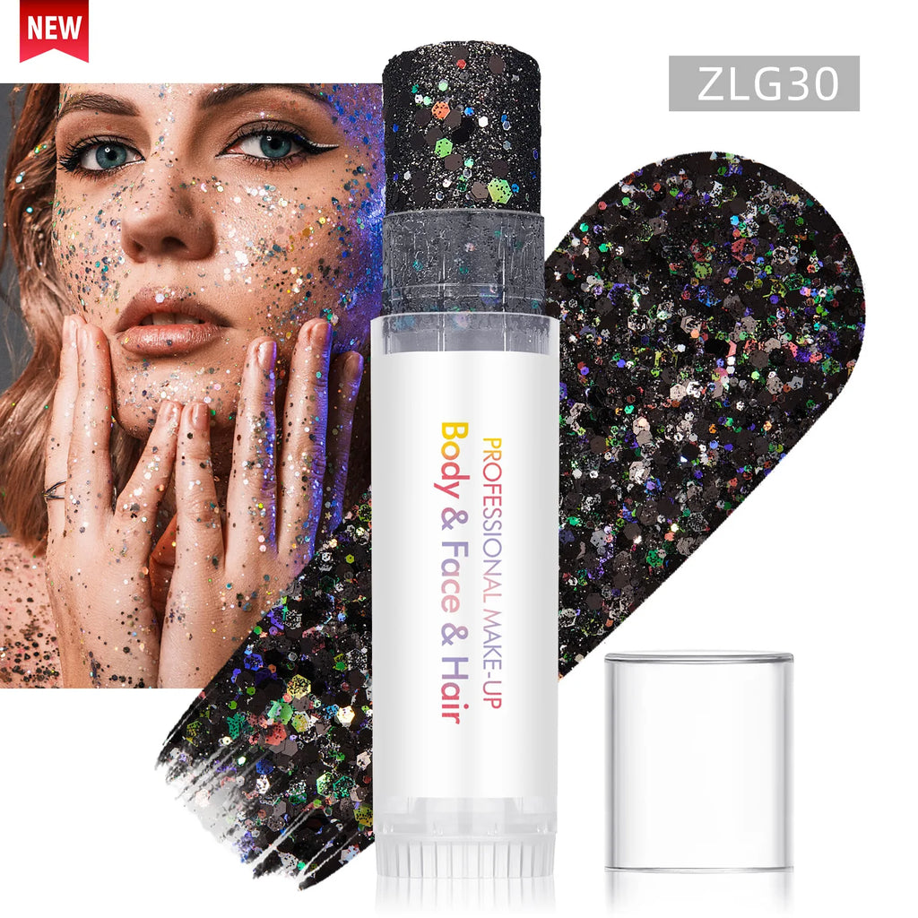 New Body Glitter Stick Face Painting Sequins Gel Mermaid Chunky Glitter Glue for Carnival Hair Body Eye shadow Makeup