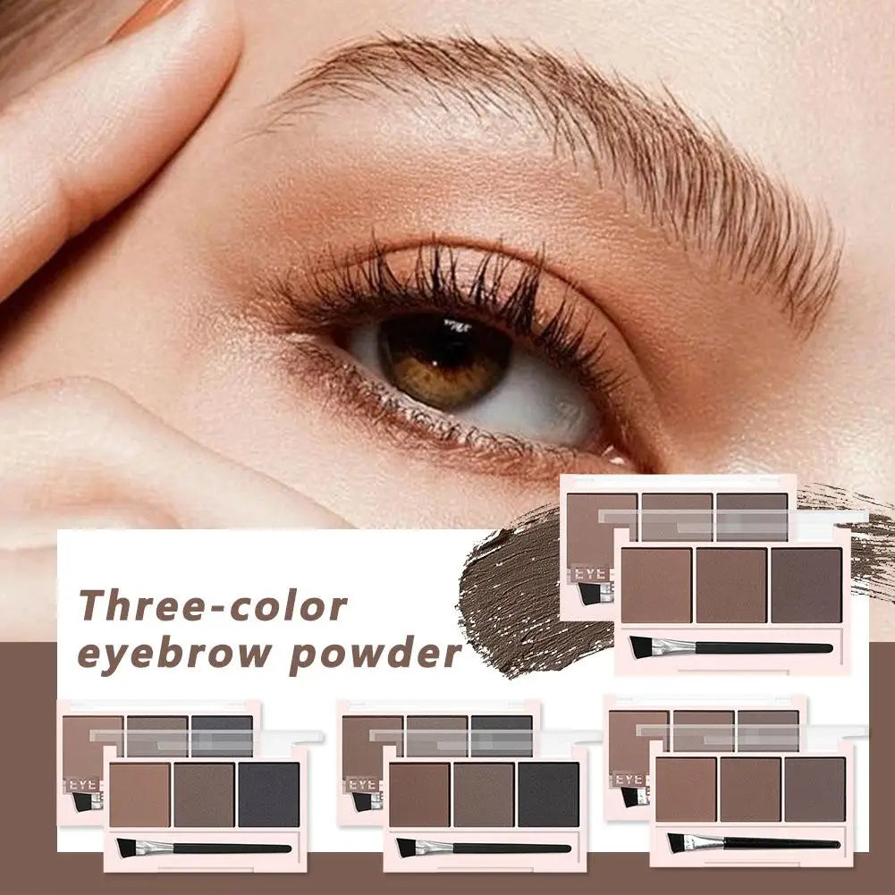 3 Colors Eyebrow Powder Shadow 3D Eyebrow Shape Waterproof and Sweat-proof Natural Long-Lasting Eyebrow Powder