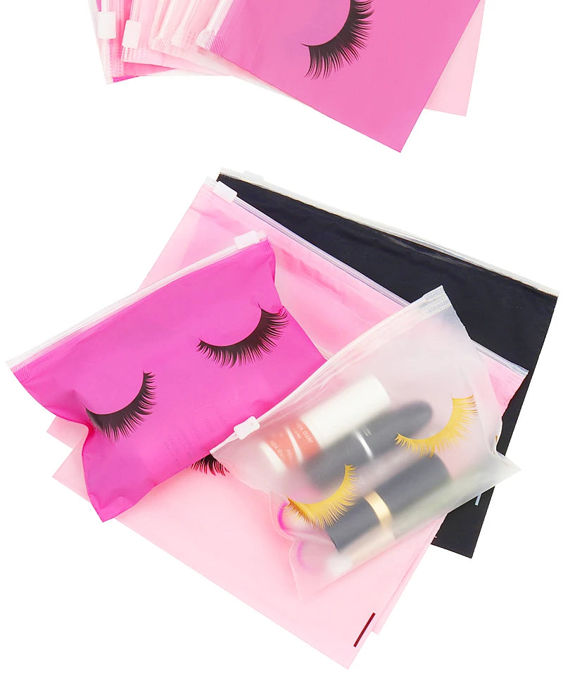 10pcs Eyelash Aftercare Bags With Zipper Toiletry Makeup Pouch Cosmetic Travel Beauty Tool Packaging Lash Extension Supplies