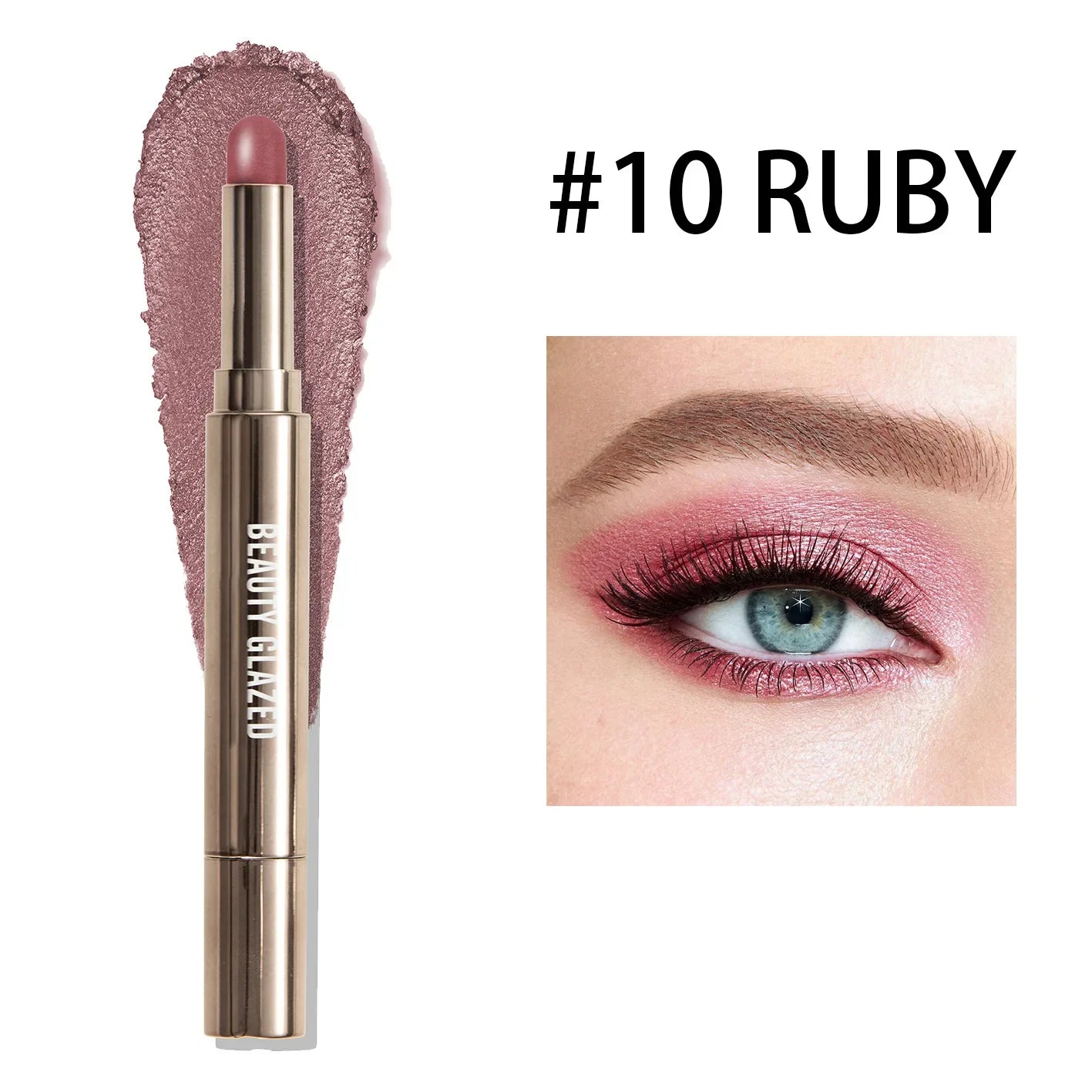 10 Color Double Ended Eye Shadow Stick With Sponge Brush Pearlescent Lasting Eyeshadow Pen Contouring Portable Makeup Cosmetics