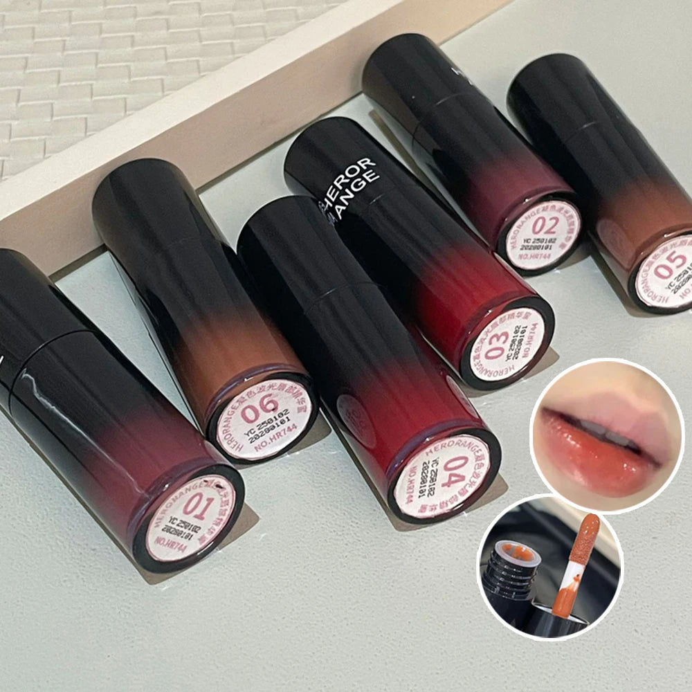 HERORANGE Color-Cooling Shimmering Lip Gloss Hydrating Silky Long-Lasting Color-Dyeing Clear Watery Mirror Lip Glaze
