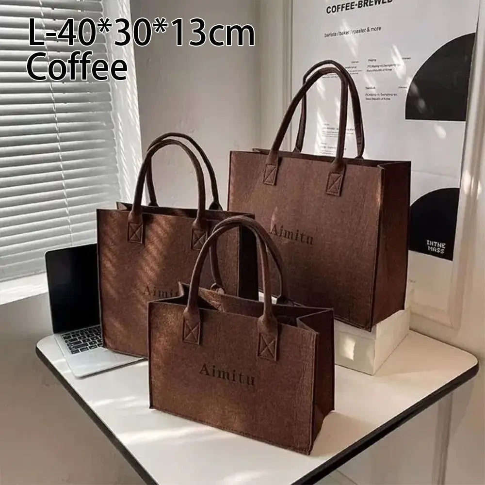 S/M/L Women Korean Simple Felt Shoulder Bag Fashion Solid Color Messenger Bag Handbag Large Capacity Travel Casual Crossbody Bag