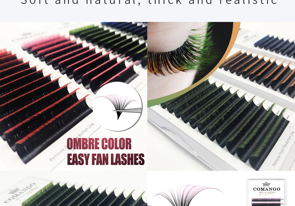 Dark Brown Easy fan Eyelash Extension Mix Mink Individual Ombre Eyelash Lashes High Quality Colorful Blooming Lashes Extension