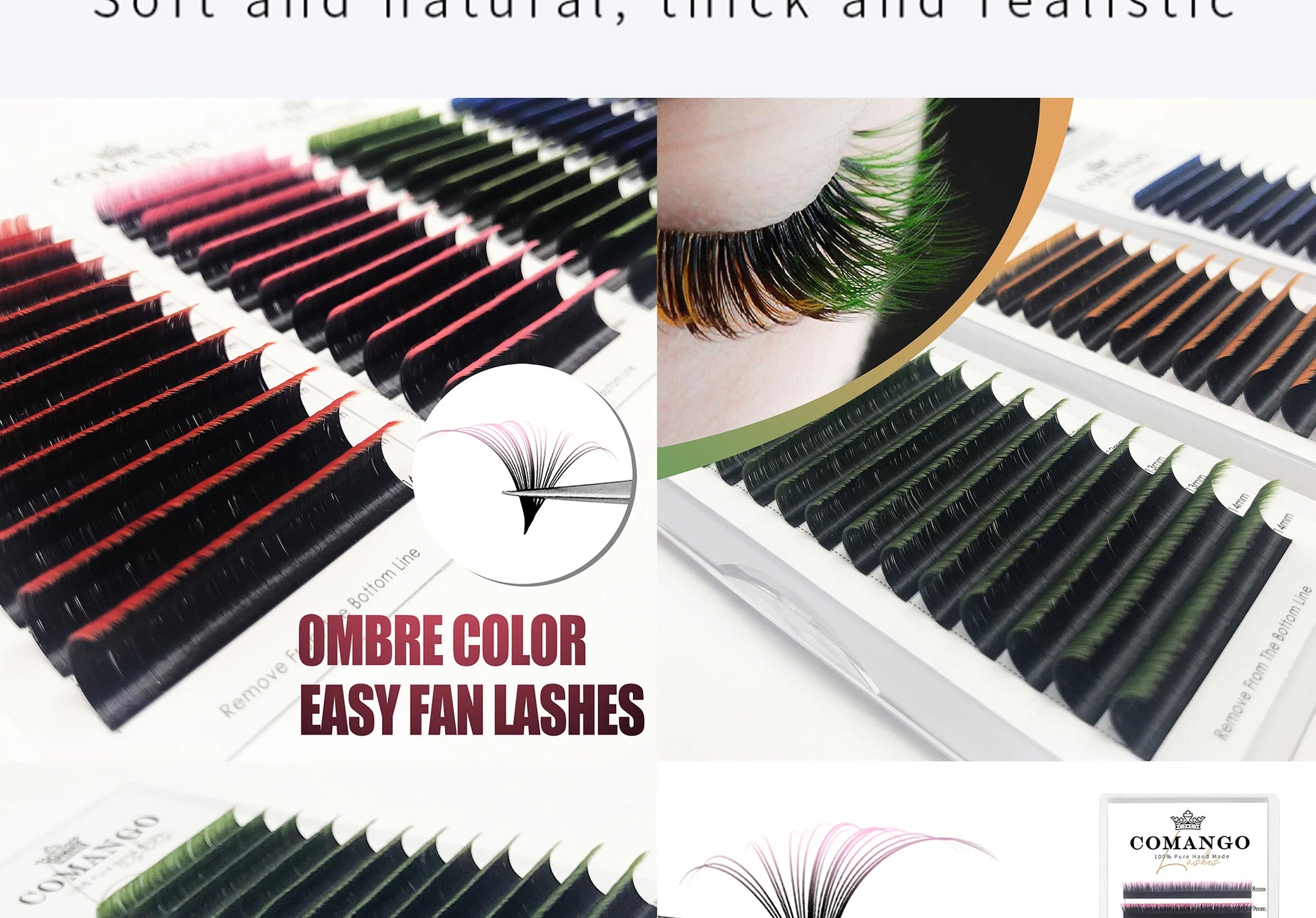Dark Brown Easy fan Eyelash Extension Mix Mink Individual Ombre Eyelash Lashes High Quality Colorful Blooming Lashes Extension