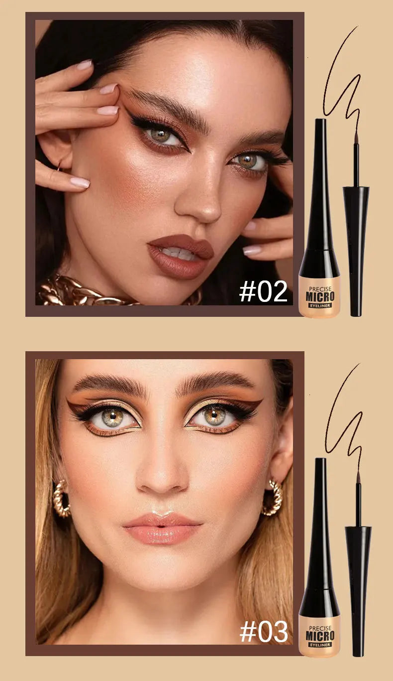 Waterproof Eyeliner Pen Quick-dry Permanent Stain-free Matte Smooth Ultra-fine Liquid Touch-up Eyeliner Cosmetics