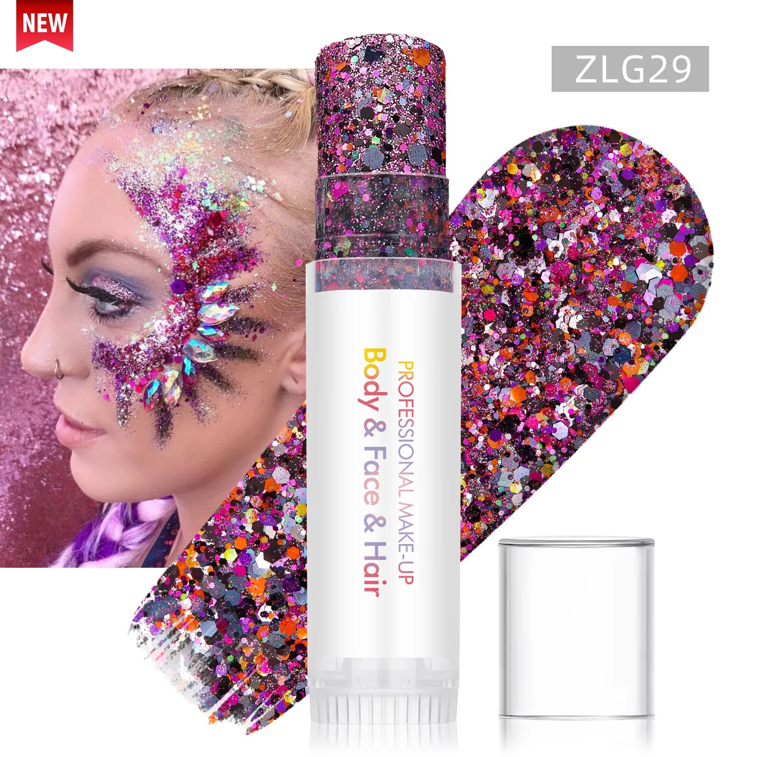 New Body Glitter Stick Face Painting Sequins Gel Mermaid Chunky Glitter Glue for Carnival Hair Body Eye shadow Makeup