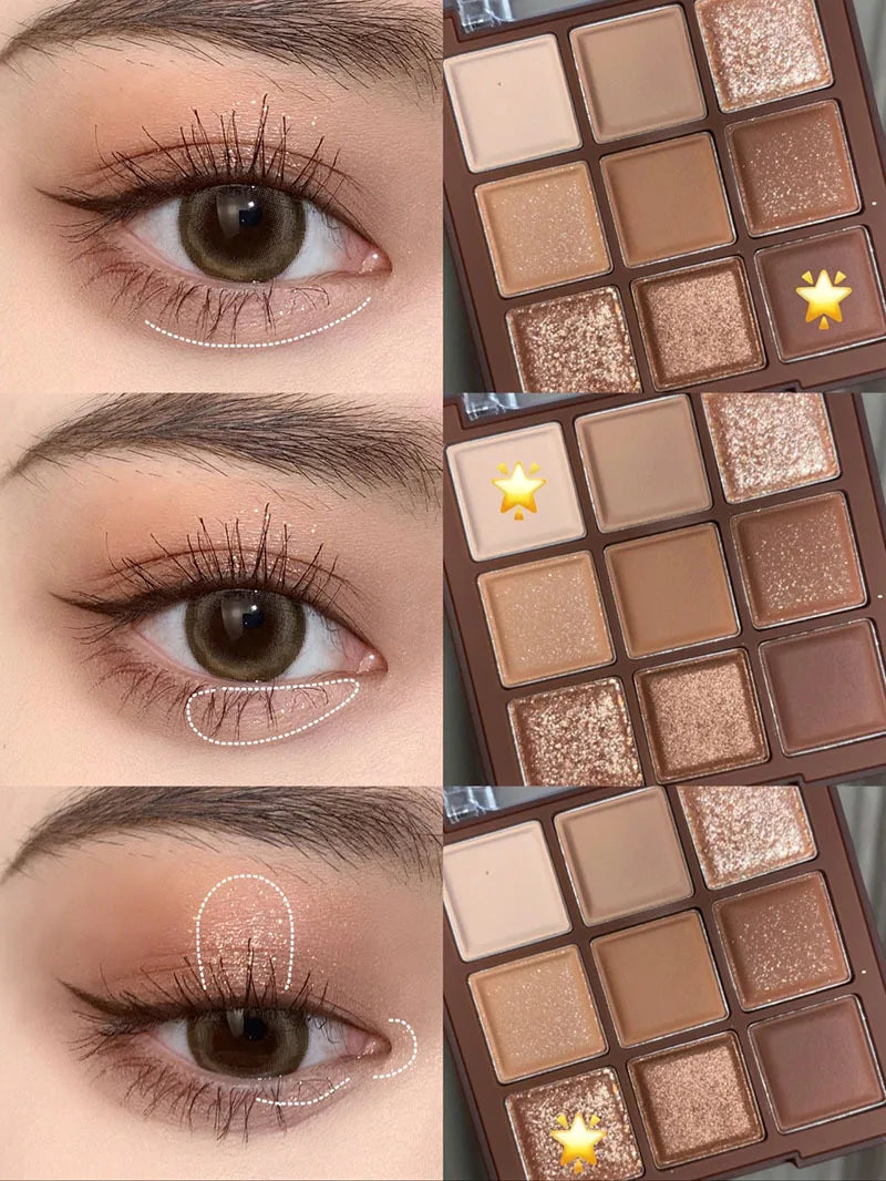 9 Colors All Matte Eyeshadow Palette Eyeshadow Primer Waterproof Glitter Nude Eye Pigment Matte Shimmer Shine Eye shadow Powder