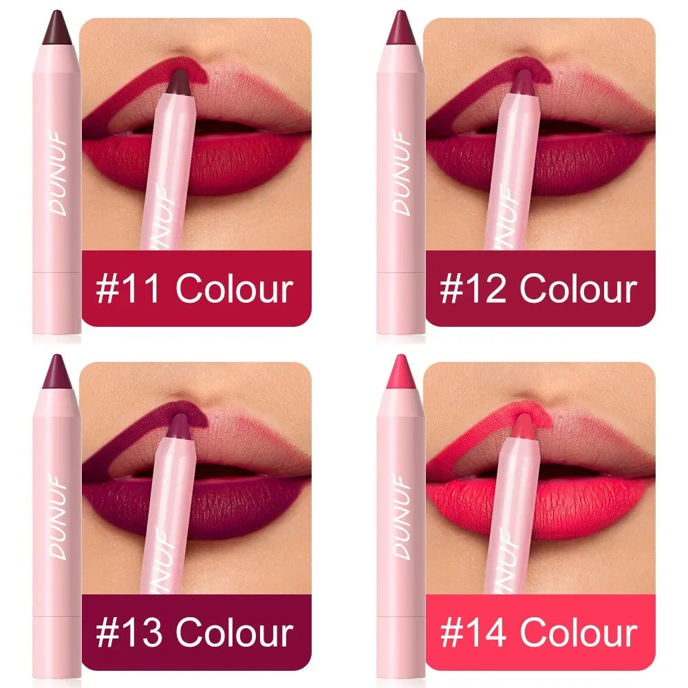 Sexy Dark Red Brown Lipstick Pencil Matte 18 Colors Lip Liner Crayons Rich Full Color Lip Tint Silky Natural Creamy Texture Pen