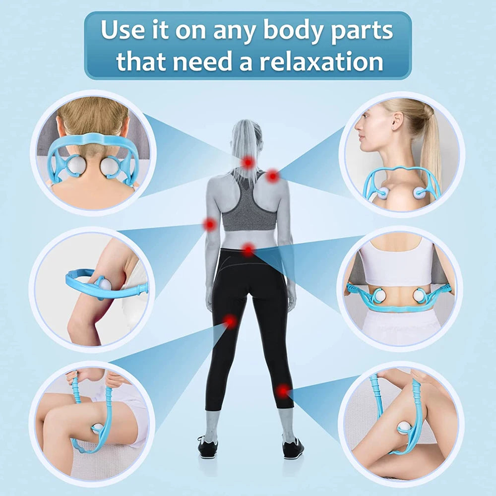 1PC Neck Massager Shiatsu Deep Tissue Dual Trigger Point Shoulder Massager for Pain Relief,Ergonomic Handle Design for Neck,Back