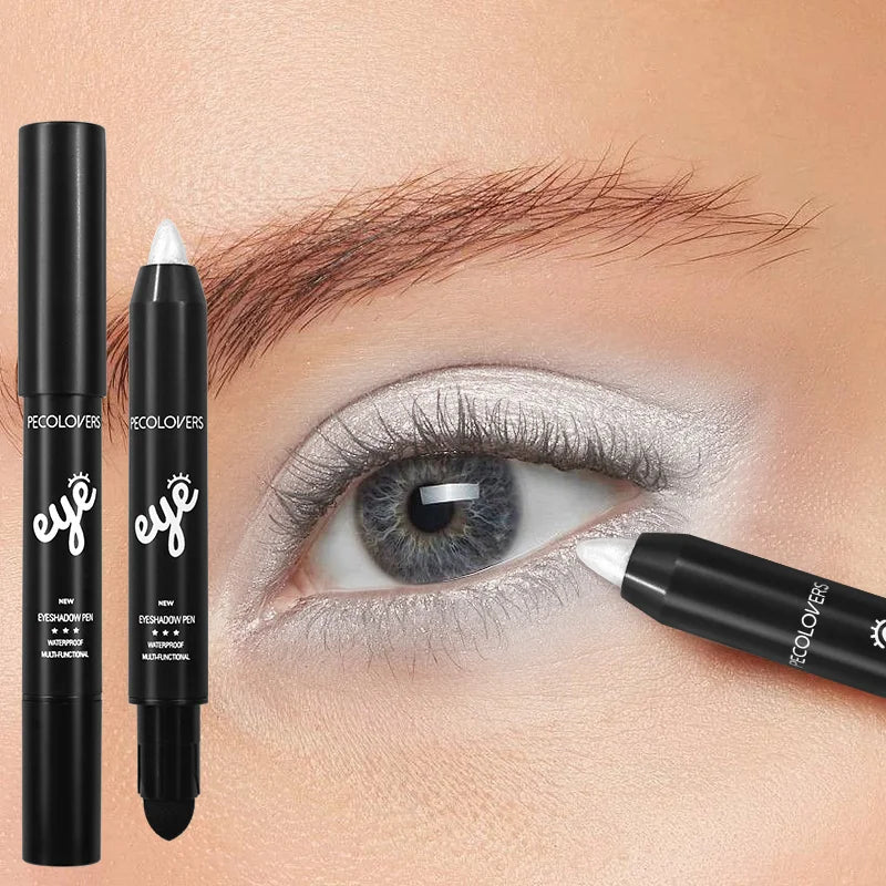 Pearlescent Eyeshadow Pencil Stick Highlight Stick, Black & Grey Shimmer Eye Shadow Pen with Eyeliner, 1pc