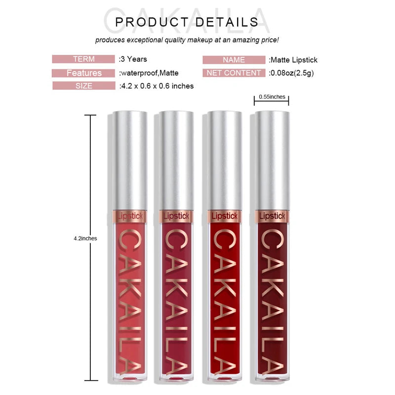 18 Colors Lipsticks Waterproof Sexy Matte Lip Gloss Women Makeup Long Lasting Red Pink Nude Liquid Lipstick Cosmetics