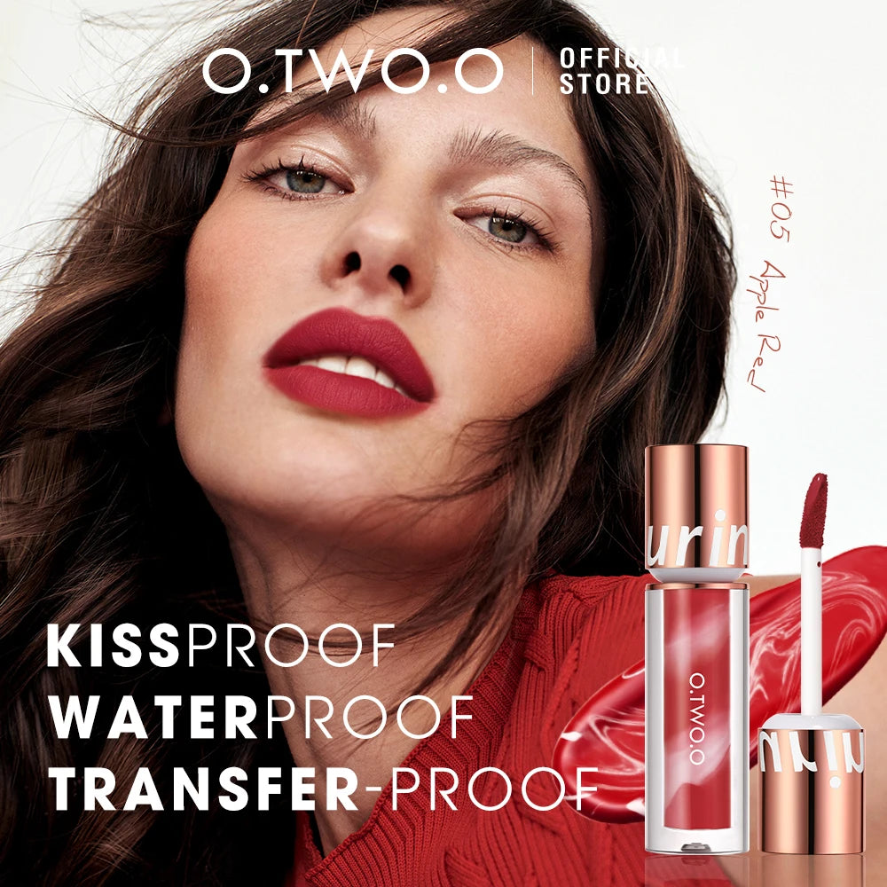 O.TWO.O Newest Lipstick Waterproof Makeup Lip gloss Rose Rouge Silk Liptint Matte Sexy Red Lip Stain Liquid Lipgloss