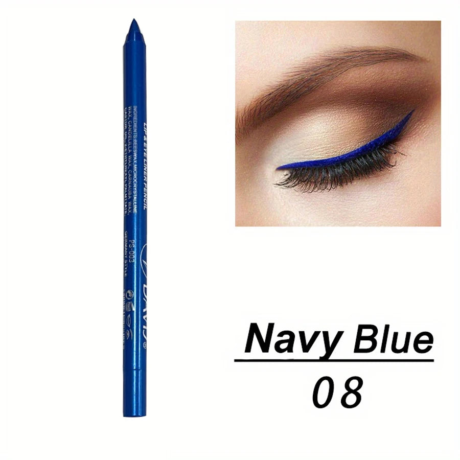 14-Color Colourful Eyeliner Pen, High Pigmented Pearly Glitter ShimmerMetallic Finish, Smokey Punk Gothic Style Eyeliner, Long L