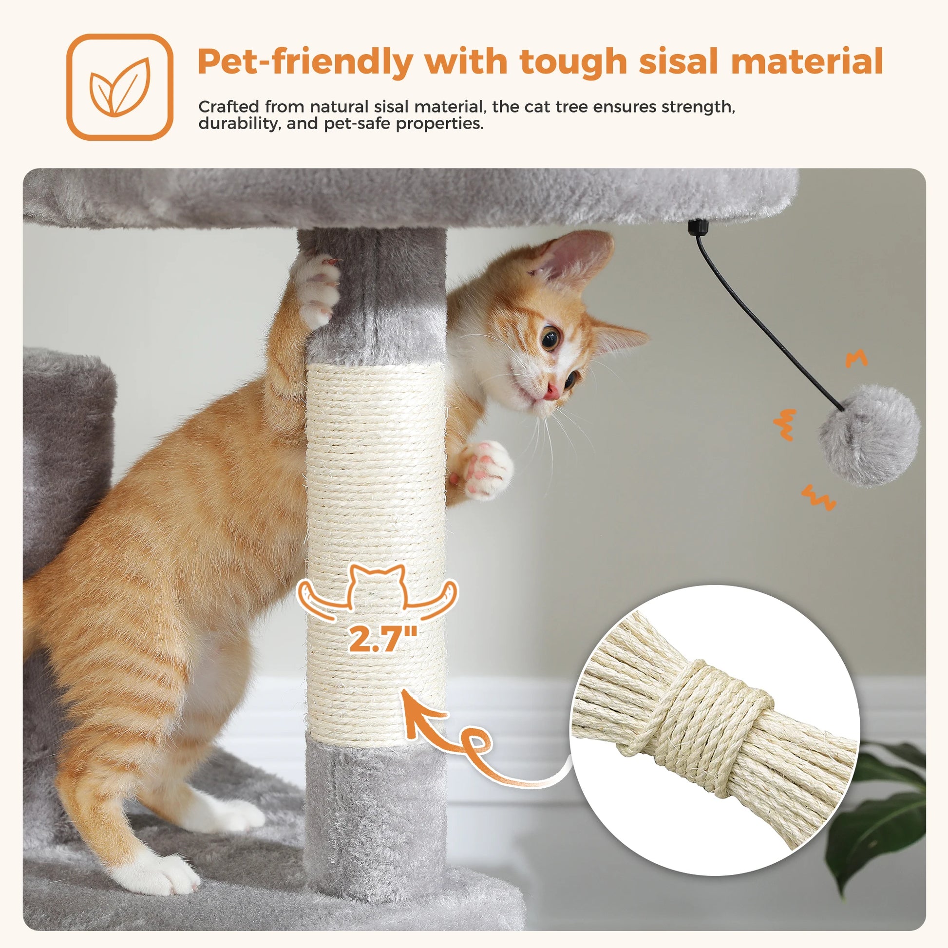 Multi-Level Cat Tree with Scratching Posts, Cozy Condo, Hammock, Large Cat Tower for Indoor Cats, Cat Scratching Board, Cat Toys