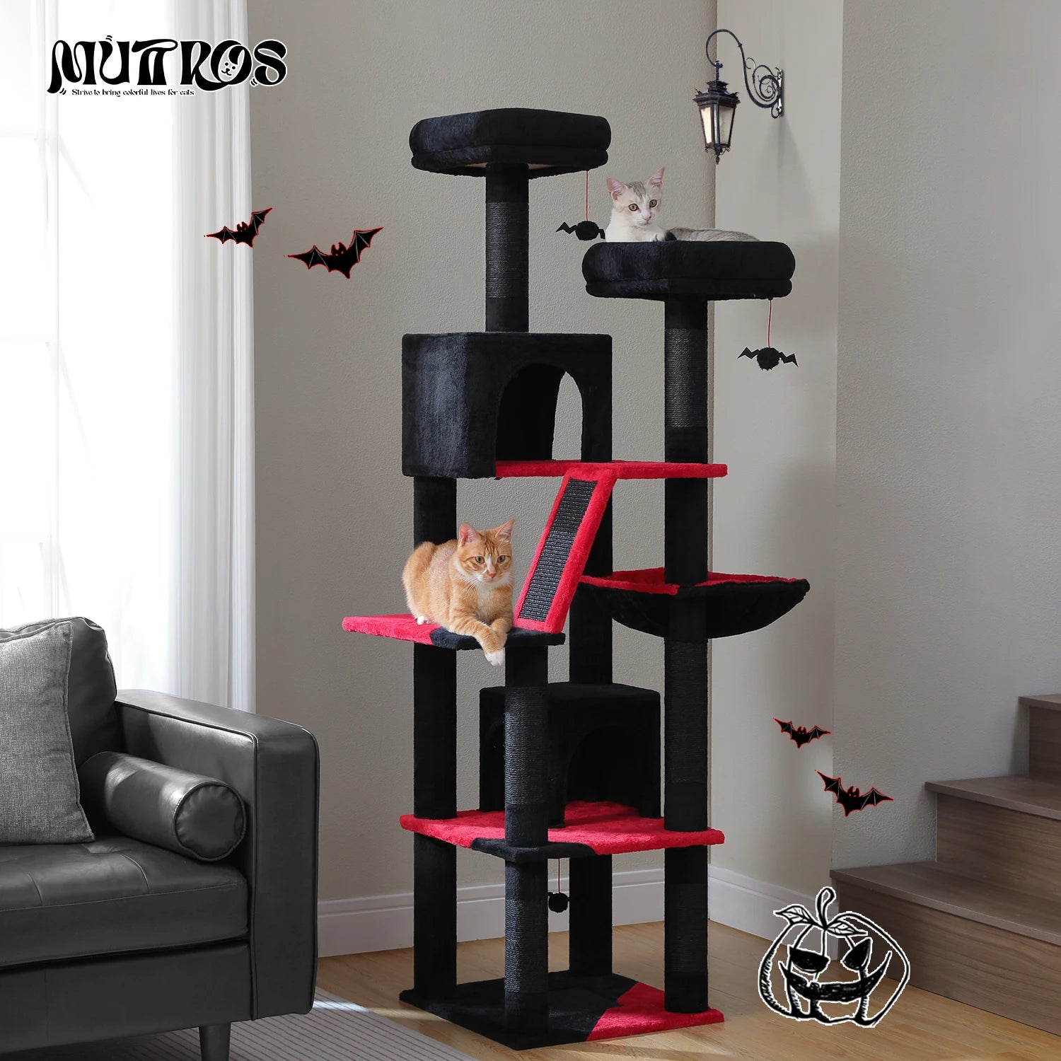 Multi-Level Cat Tree with Scratching Posts, Cozy Condo, Hammock, Large Cat Tower for Indoor Cats, Cat Scratching Board, Cat Toys
