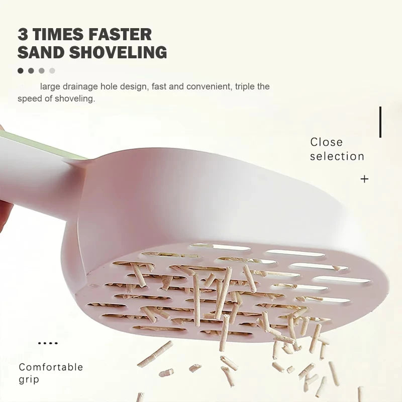 Cat Litter Scoop with Base Plastic Self Cleaning Cat Litter Shovel Cat Toilet Cleaning Tool Lightweight Manure Cleaner Cat Litte