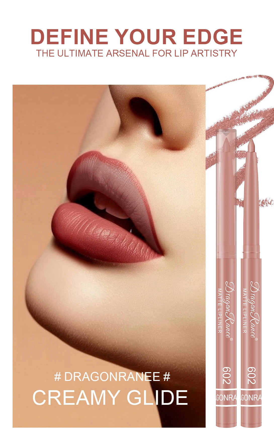 Dragon Ranee 12pcs Soft Matte Water Resistant Eraser Resistant Lip Liner Set Matte and Non-Drying Easy to Line Lip Liner Set