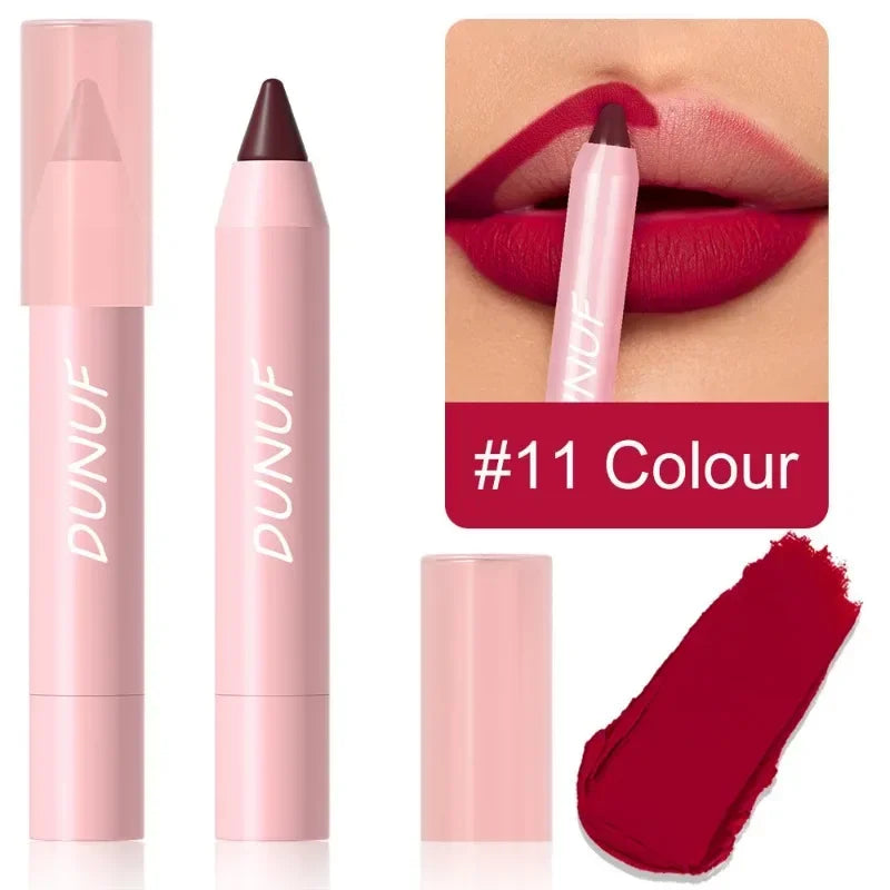 Sexy Dark Red Brown Lipstick Pencil Matte 18 Colors Lip Liner Crayons Rich Full Color Lip Tint Silky Natural Creamy Texture Pen