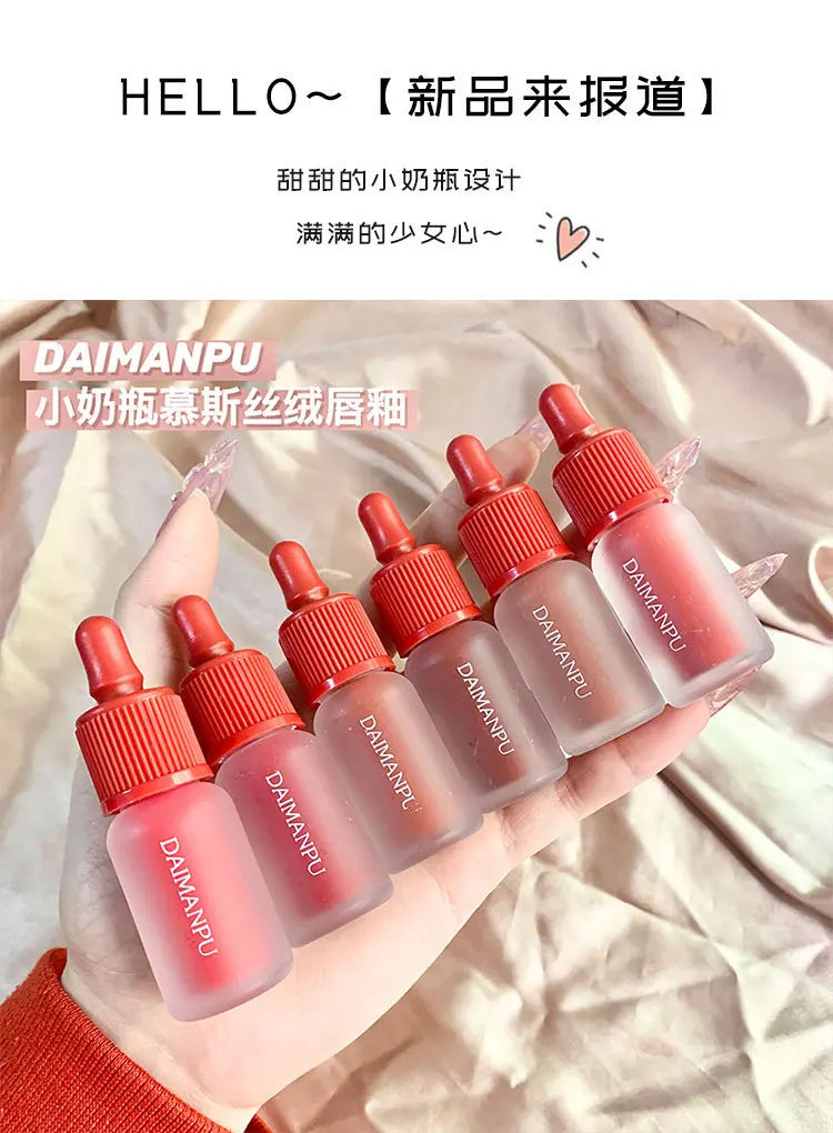 Dyeing Lip Gloss Matte Makeup Moisturizer Liquid Lipstick Waterproof Long Lasting Red Velvet Lip Tint Korean Make Up Cosmetic