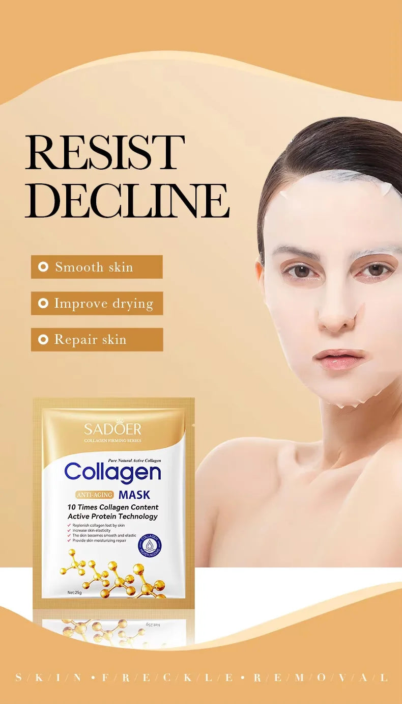 10pcs Collagen Face Mask Firming Moisturizing Repair Brightening Skincare Face Sheet Mask Beauty Facial Masks Korean Skin Care