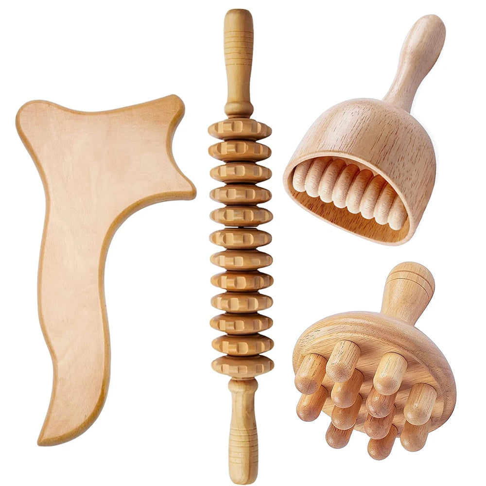 Wood Therapy Massage Roller Stick Wood Massage Cup Wooden Lymphatic Drainage Gua Sha Tool Body Shaping Muscle Massage Relaxation