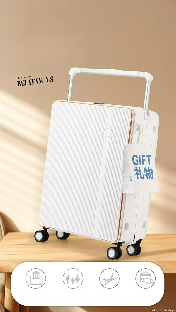 20/24 Inch Front Opening Travel Bags 1:9 Wide Pull Rod in The Deep Warehouse Rolling Luggage Case Travel Suitcases with Wheels