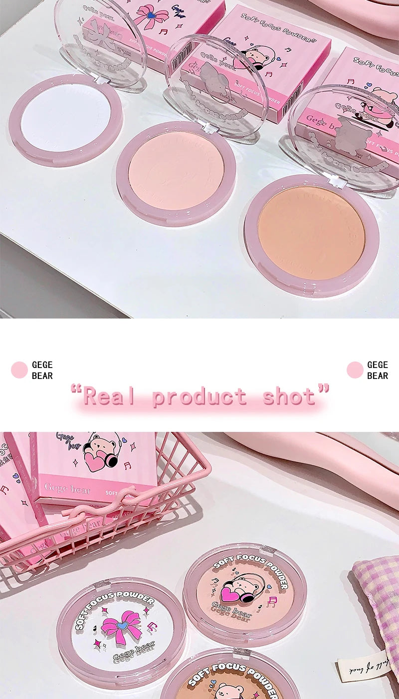 Gegebear Soft Focus Lightweight Setting Powder -,Long-Lasting Formula with Non-Cakey Finish, Perfect for Students and Daily Use