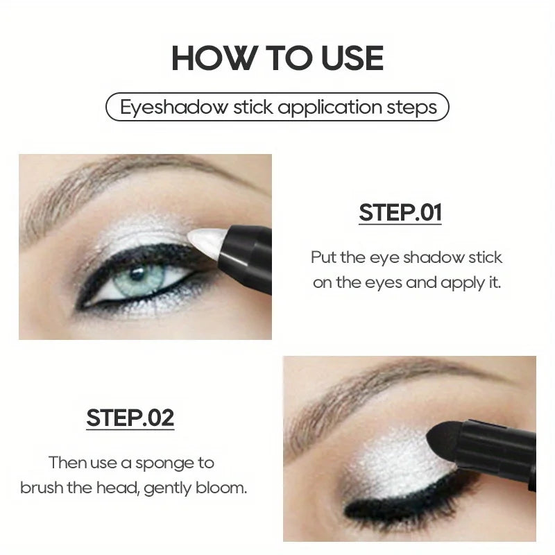 Pearlescent Eyeshadow Pencil Stick Highlight Stick, Black & Grey Shimmer Eye Shadow Pen with Eyeliner, 1pc