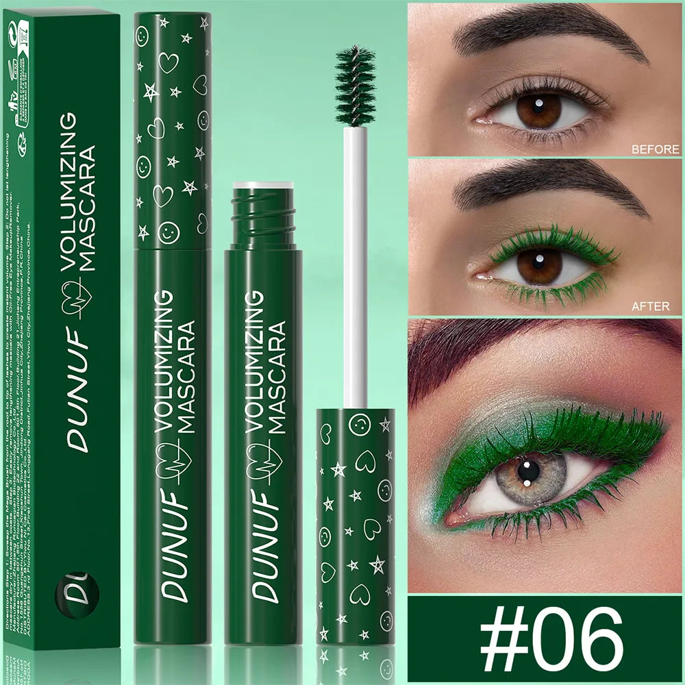 2pcs Green Purple Slender Curly Mascara, Color Mascara Waterproof Not Easy To Smudge, Portable Fine Brush Head，Holiday Makeup