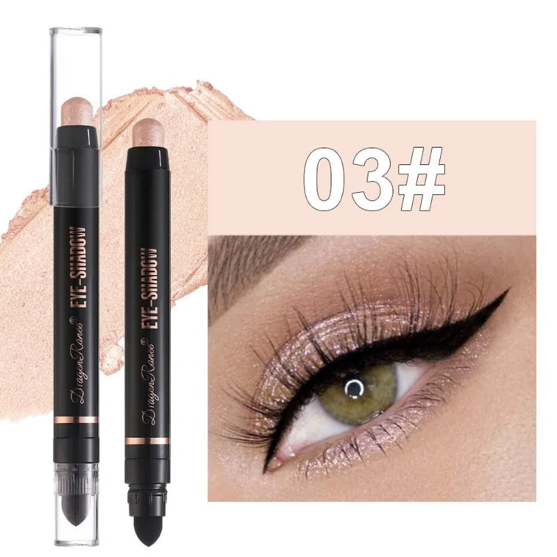 12-color Double Tip Eyeshadow Pen Set Metallic High Gloss Smudger Brighten Eye Makeup Pencil Shining Brown Eye Shadow Cosmetics