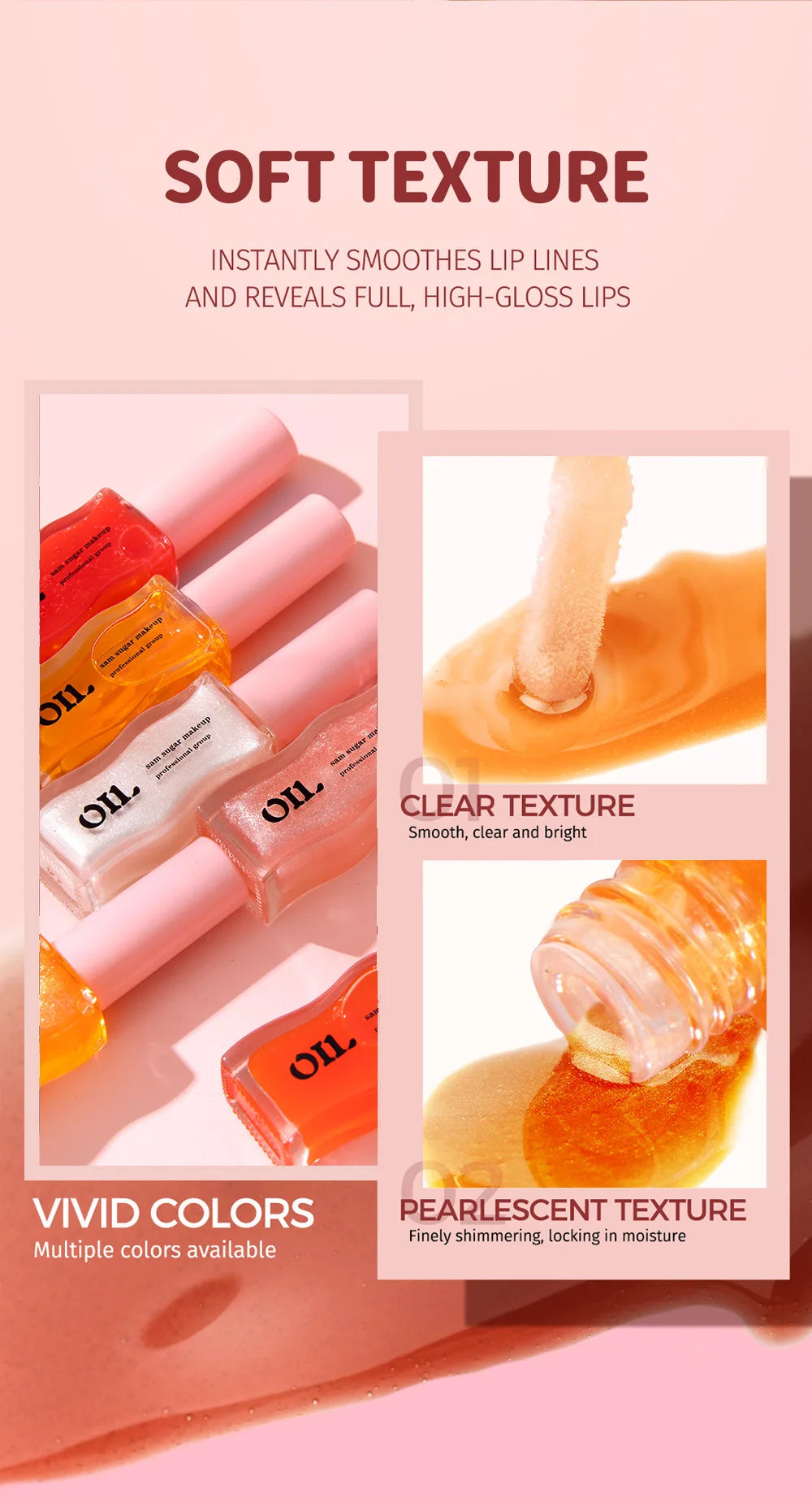 Sheer Pearlescent Mirror Lip Gloss Liquid Lipstick Fruit Honey Infused Lip Oil Reduce Lip Lines Moisturizing Lip Balm Cosmetics