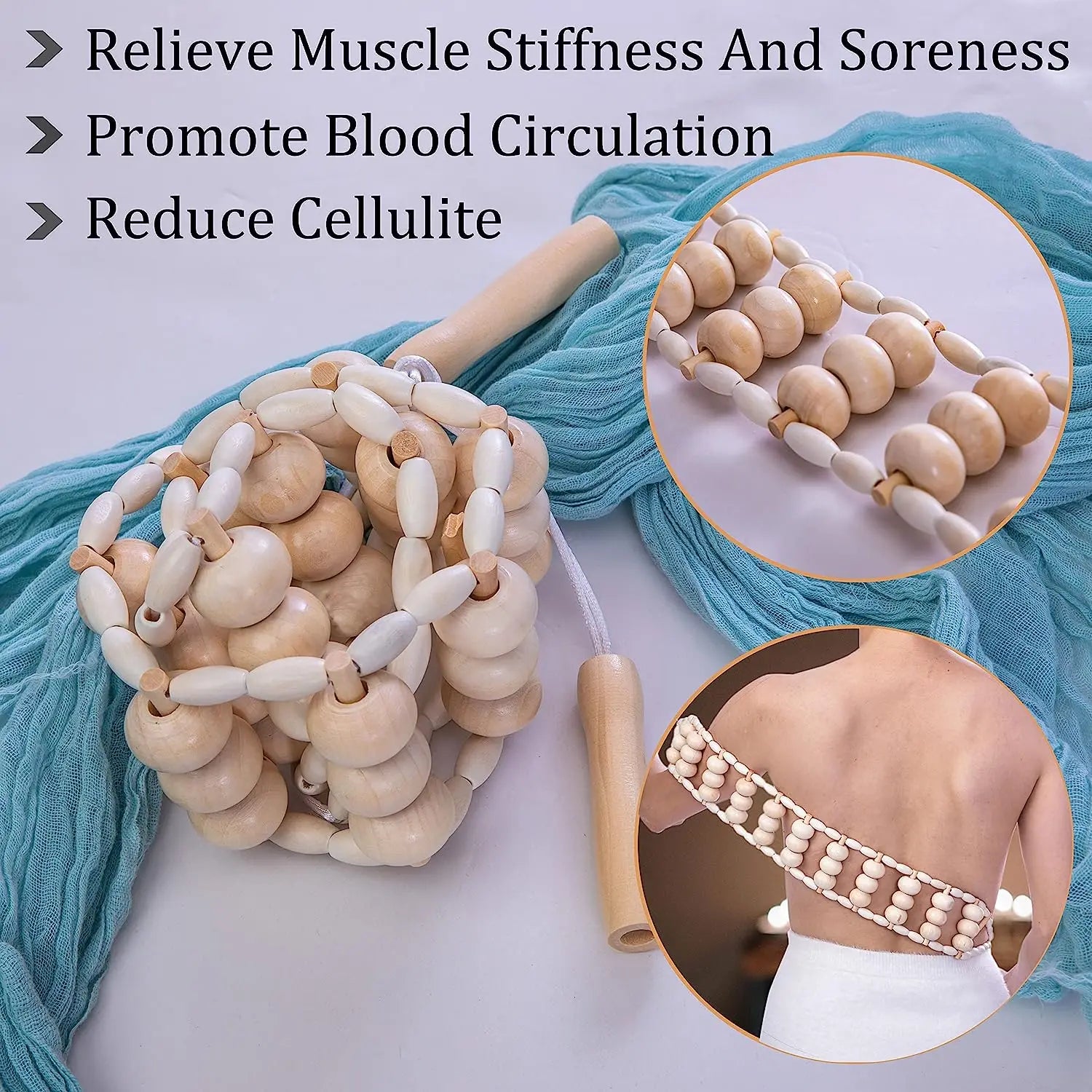 Wooden Therapy Massager Lymphatic Drainage Anti Cellulite Maderoterapia Kit - Body Contouring, Belly Waist Muscle Massage Relax