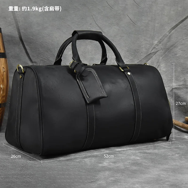 Fashionable Style Men's Leather Travel Handbags Real Cowhide Leather Duffle Bags For Man Male Weekend Bags With Shoe Pocket