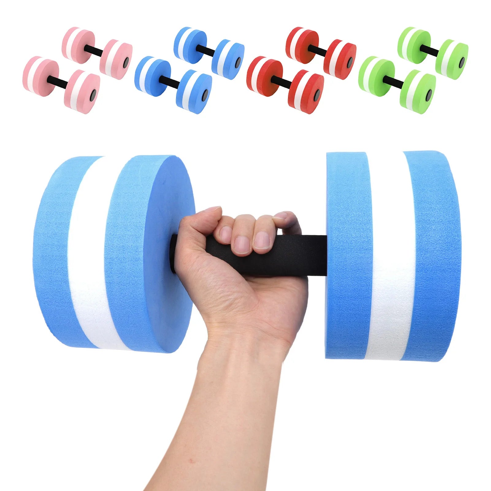 2pcs EVA Water Foam Floating Dumbbell Swimming Pool Water Weight Aerobics Automatic Float Barbell Swim Fitness Dumbbell