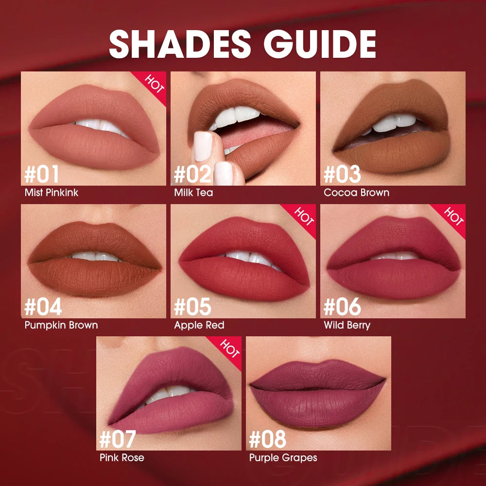 O.TWO.O Newest Lipstick Waterproof Makeup Lip gloss Rose Rouge Silk Liptint Matte Sexy Red Lip Stain Liquid Lipgloss