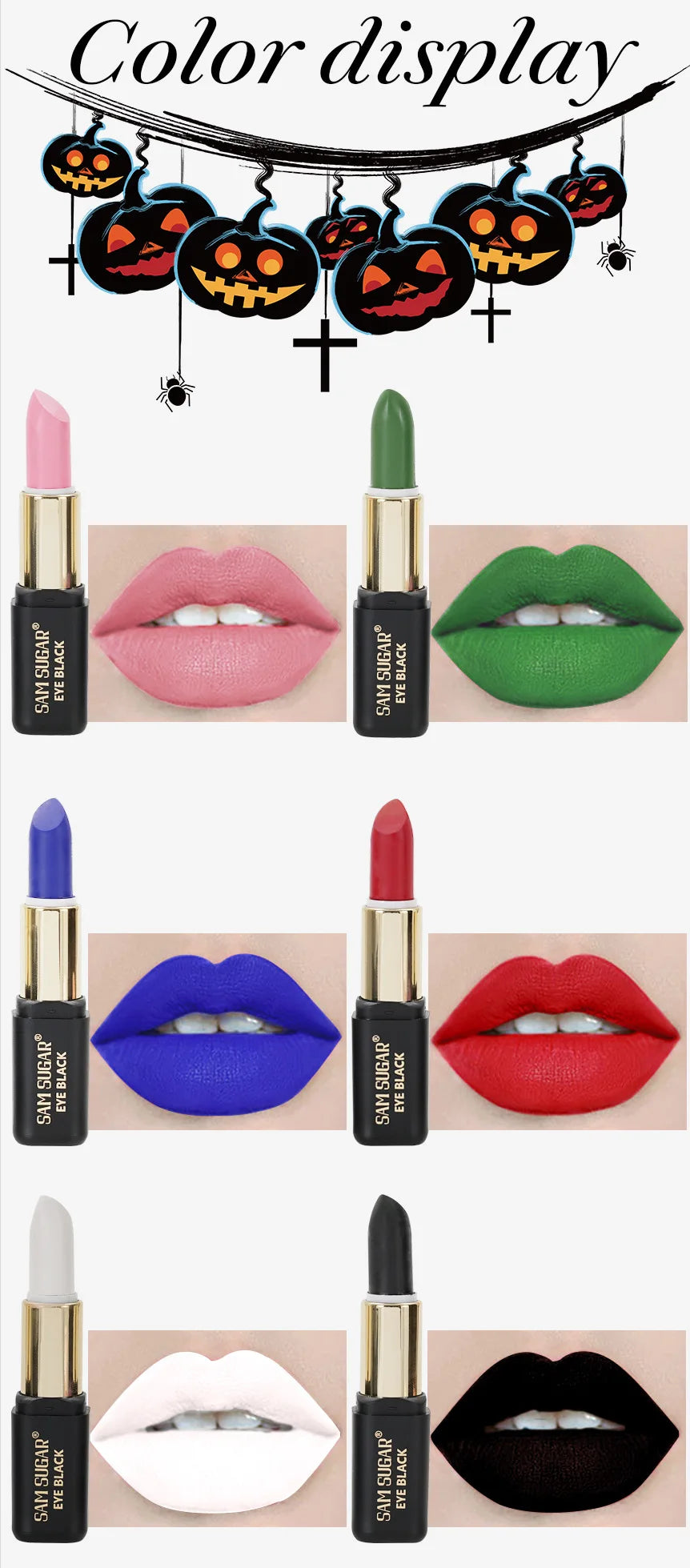 Halloween lipstick dark matte matte waterproof long-lasting non-stick cup olive green white lip glaze