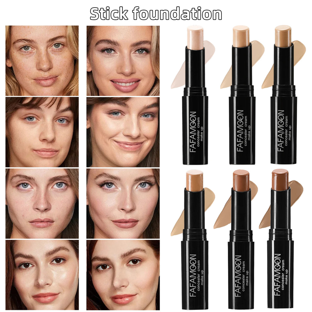 6 Color Face Concealer Contouring Stick Face Bronzer Beauty Contour Makeup Base Foundation Cream Matte High Coverage Cosmetics