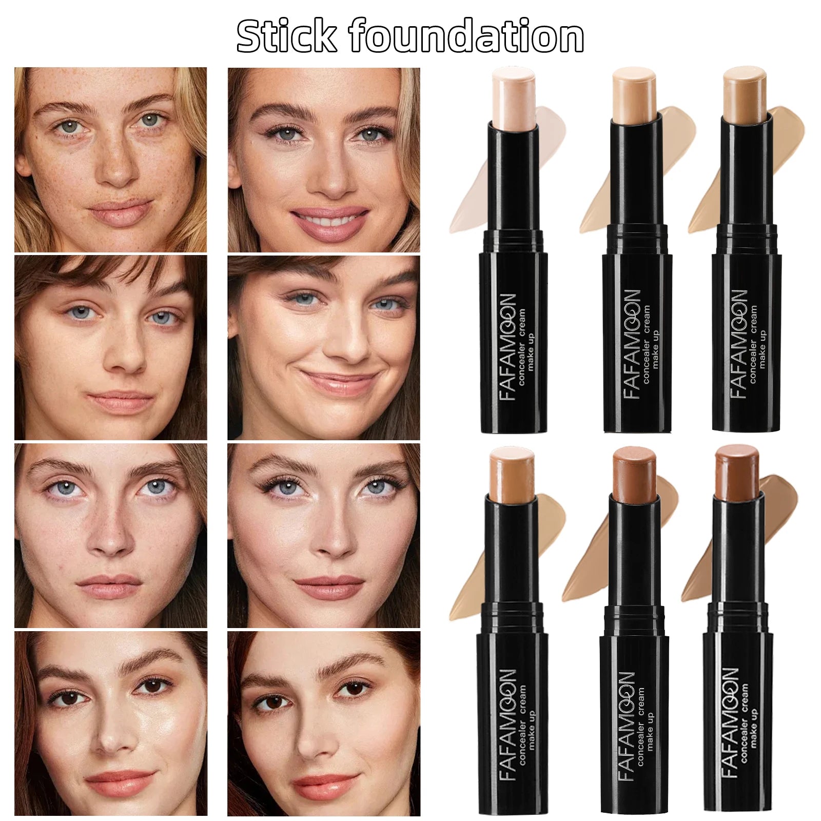 6 Color Face Concealer Contouring Stick Face Bronzer Beauty Contour Makeup Base Foundation Cream Matte High Coverage Cosmetics