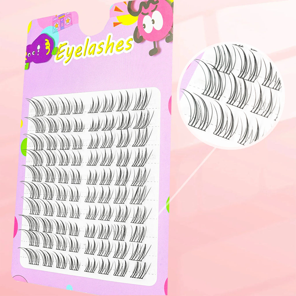 80Pcs Fox Series Slanted Flying Cartoon Eye False Eyelashes Female Group Natural Simulation New Hair Cluster
