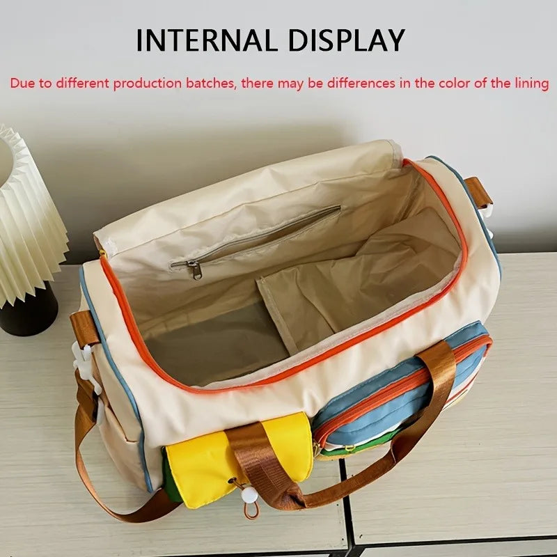 Large Capacity Oxford Fabric Gym Duffel Bag with Shoe Compartment & Adjustable Shoulder Straps, Multi-Pocket Travel Bag