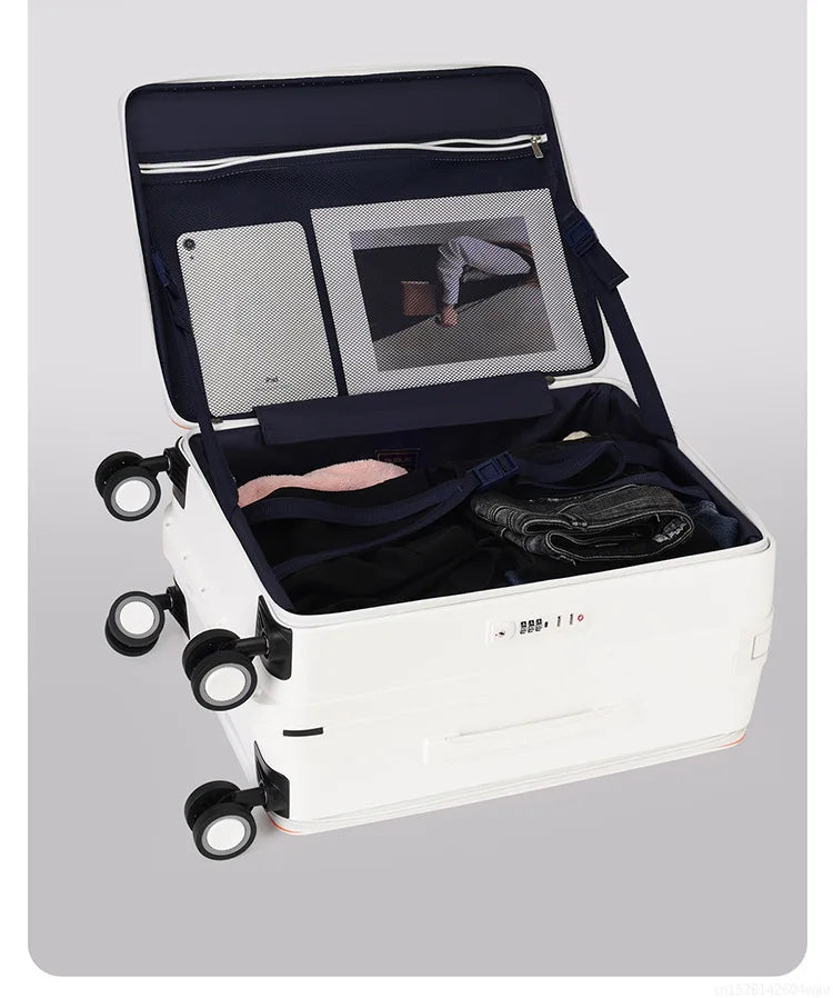 20/24 Inch Front Opening Travel Bags 1:9 Wide Pull Rod in The Deep Warehouse Rolling Luggage Case Travel Suitcases with Wheels