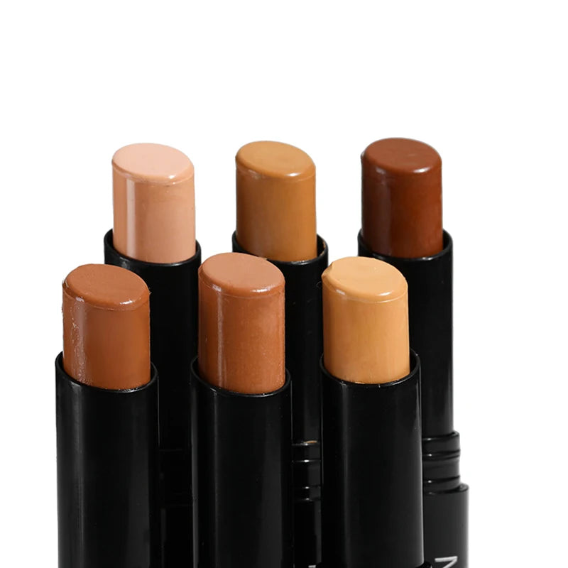 6 Color Face Concealer Contouring Stick Face Bronzer Beauty Contour Makeup Base Foundation Cream Matte High Coverage Cosmetics