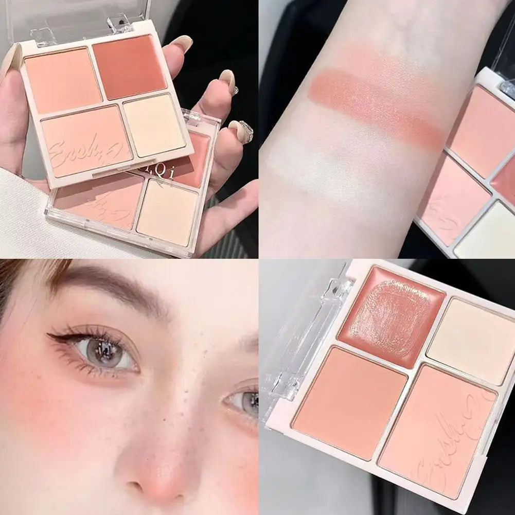 4 Colors Concealer Blush Cream Matte Highlight Contour Makeup All-in-one Palette Rose Hawthorn Cheek Tint Blusher Powder Makeup