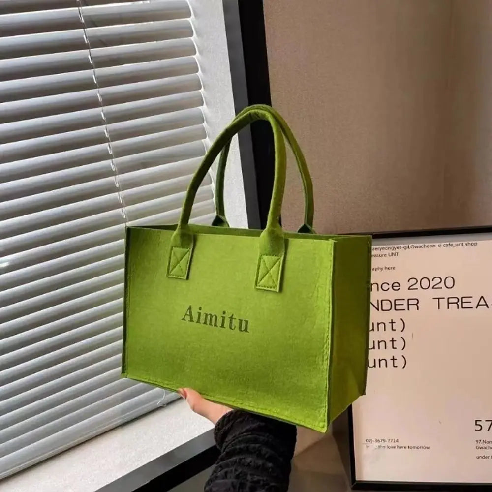 S/M/L Women Korean Simple Felt Shoulder Bag Fashion Solid Color Messenger Bag Handbag Large Capacity Travel Casual Crossbody Bag