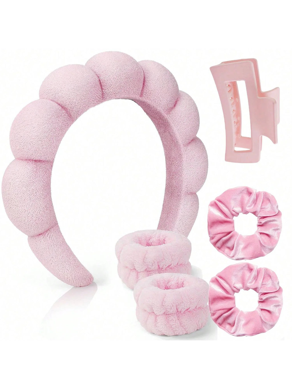 6 Pcs Women's Hair & Wristband Set for Skincare & Spa Anti-Damping Headband And Wristband Combo for Hair Tie And Wrist Support